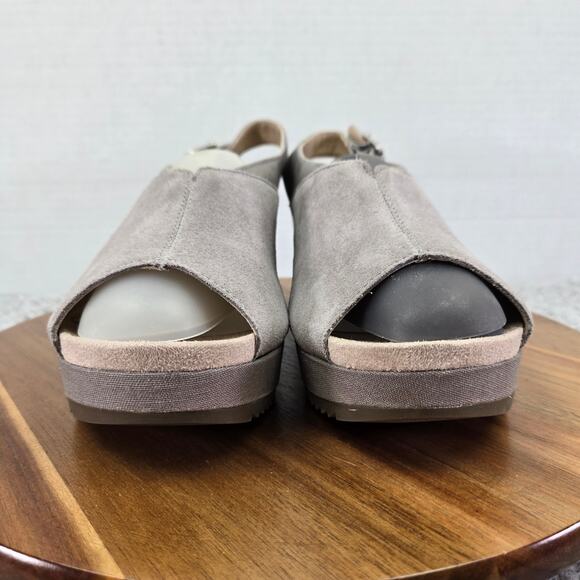 Vionic Trixie Toffee Light Grey Suede Platform Slingback Wedge Sandal Womens 9 - Picture 6 of 15